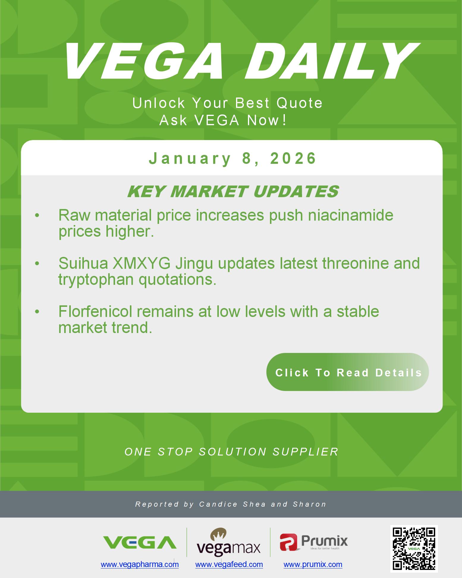 VEGA Daily Dated on January 8th 2026 Vitamin Amino Acid APl Food Additives.jpg